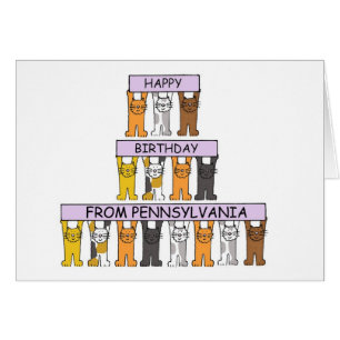 Happy Birthday from Pennsylvania Cartoon Cats Cards