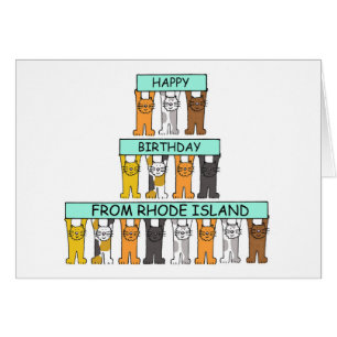 Happy Birthday from Rhode Island Cartoon Cats Cards