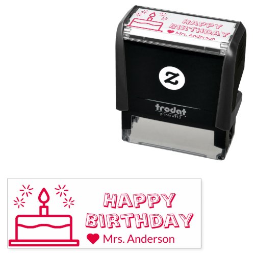 Happy Birthday From Teacher to Student Cute Self_inking Stamp