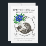 Happy Birthday From The Cat Holiday Card<br><div class="desc">A handsome happy birthday card for dad from the cat,  featuring a cat curled up in a floral border. The humorous text reads: "I loved you from the moment I saw you and then you took me home".</div>