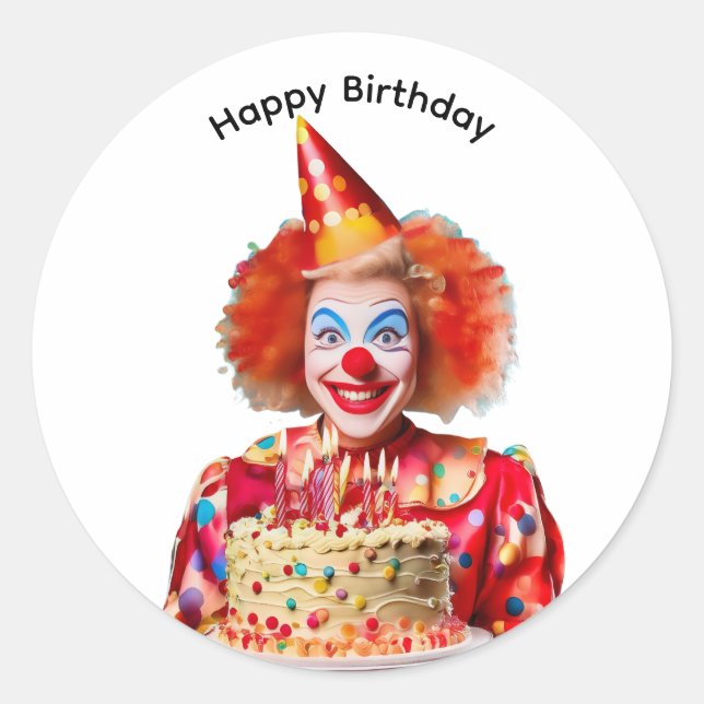 Happy Birthday from the clown Classic Round Sticker (Front)