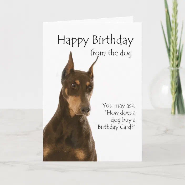 Doberman & Flowers Love Blank Art Greeting Card Birthday Dog Lovers Note Card