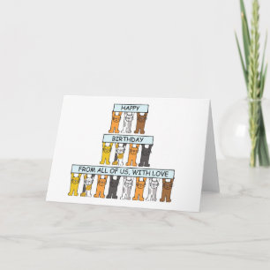 Happy Birthday from the Group Cartoon Cats Card