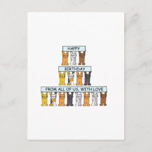 Happy Birthday from the Group Cartoon Cats Postcard