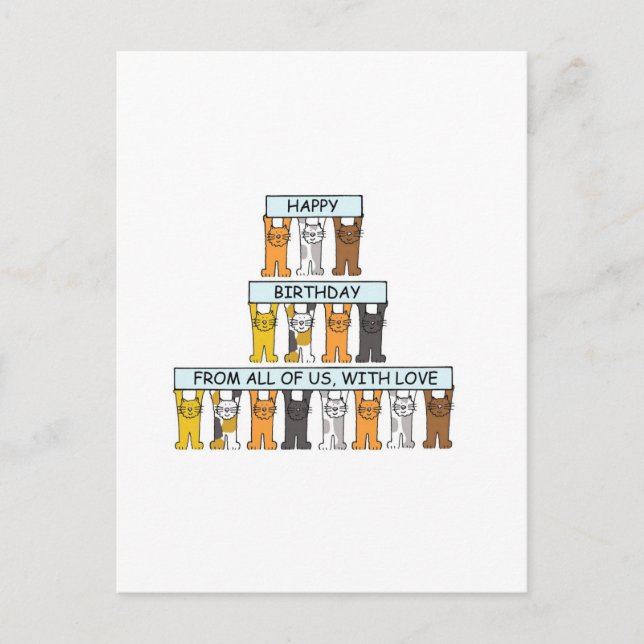 Happy  Birthday from the Group  Cartoon Cats Postcard (Front)