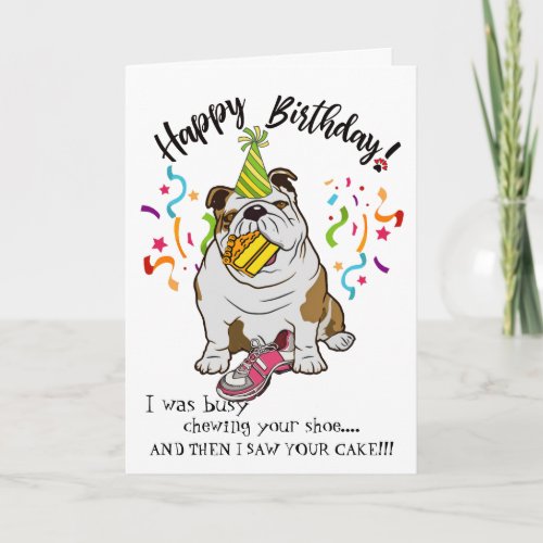 Happy Birthday from Your Bulldog Dog Pink Shoe Card