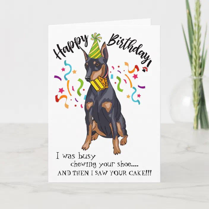 Doberman & Flowers Love Blank Art Greeting Card Birthday Dog Lovers Note Card