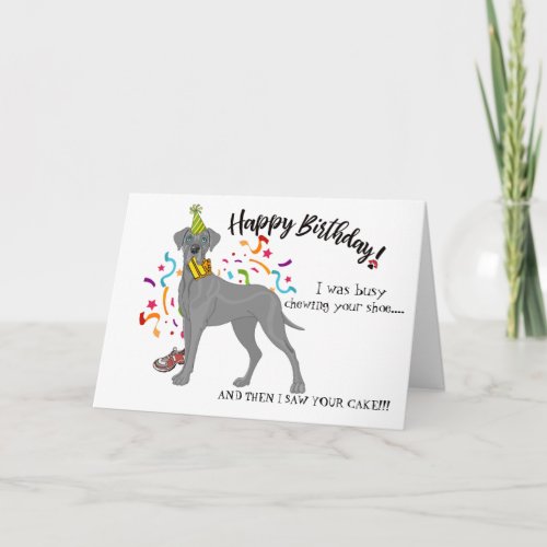 Happy Birthday from Your Great Dane Dog Buddy Card