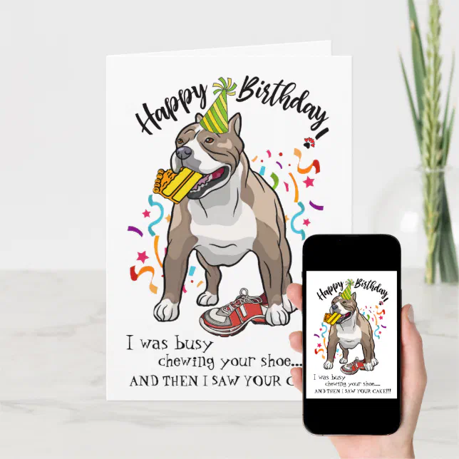 Pitbull Bikini Birthday Card 