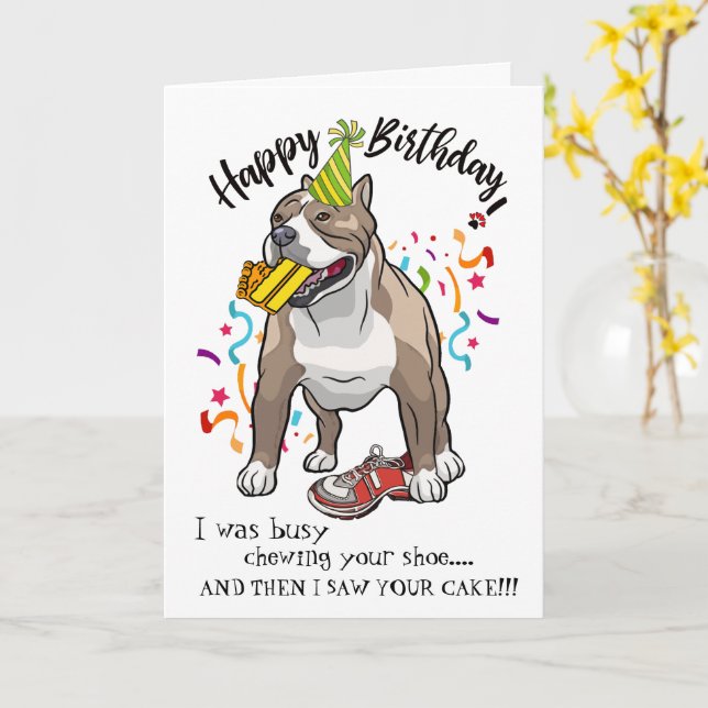 Pitbull Bikini Birthday Card 