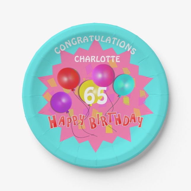Happy Birthday Fun 13th Milestone Personalized  Paper Plates (Front)