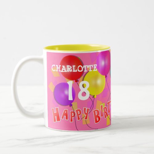 Happy Birthday Fun 18th  Milestone Personalized Tw Two_Tone Coffee Mug