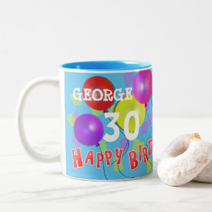 Happy Birthday Fun 30th Milestone Personalized Two-Tone Coffee Mug