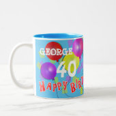 Happy Birthday Fun 40th Milestone Personalized Two-Tone Coffee Mug (Left)