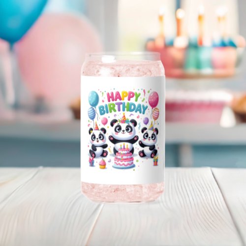 Happy Birthday Fun and Colorful Can Glass