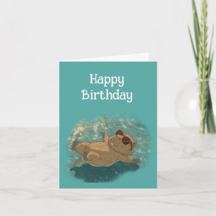 Happy Birthday Fun Capybara Just Chillin Letterpress Thank You Card