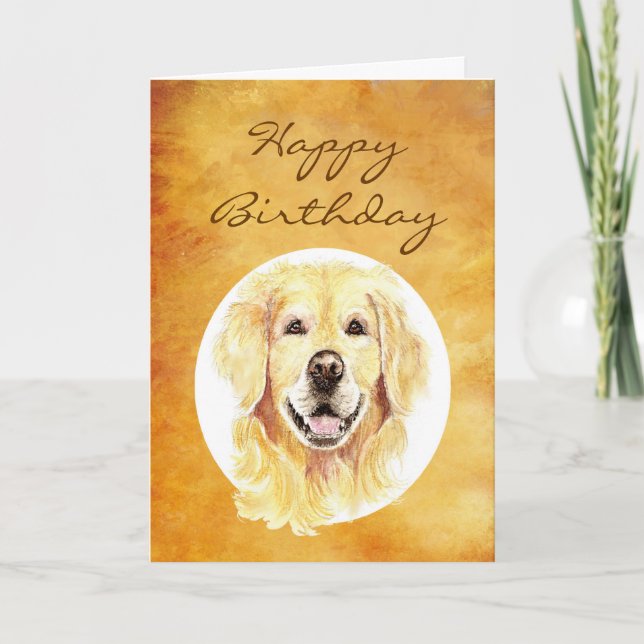 Happy Birthday Fun Cheerful Golden Retriever Card (Front)