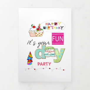 Happy Birthday FUN Cupcake Tri-Fold Card