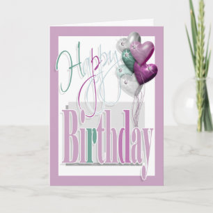 "Happy birthday" fun diamond balloons pink Card