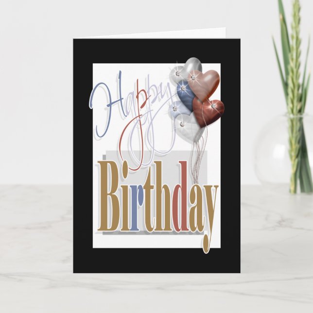 "Happy birthday" fun diamond balloons unisex Card (Front)