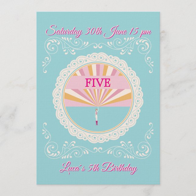 Happy Birthday Fun Invitation Card, Blue RSVP (Front)