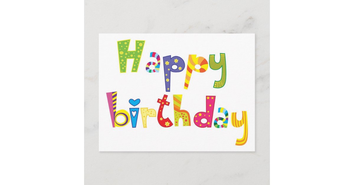 Happy Birthday Fun Letters Postcard | Zazzle