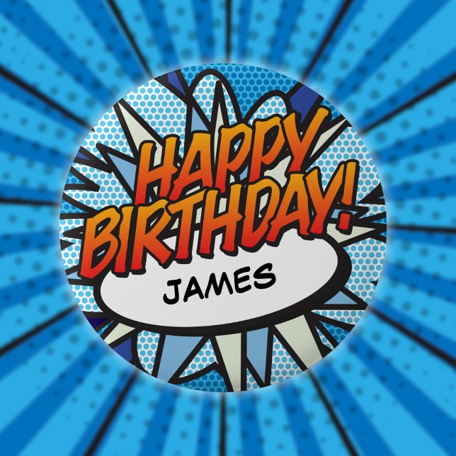 HAPPY BIRTHDAY Fun Modern Comic Book Button (HAPPY BIRTHDAY Fun Modern Comic Book Button)