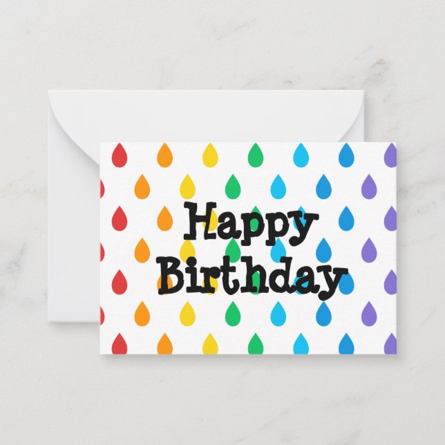 Happy Birthday, fun multicolored background Note Card (Front)