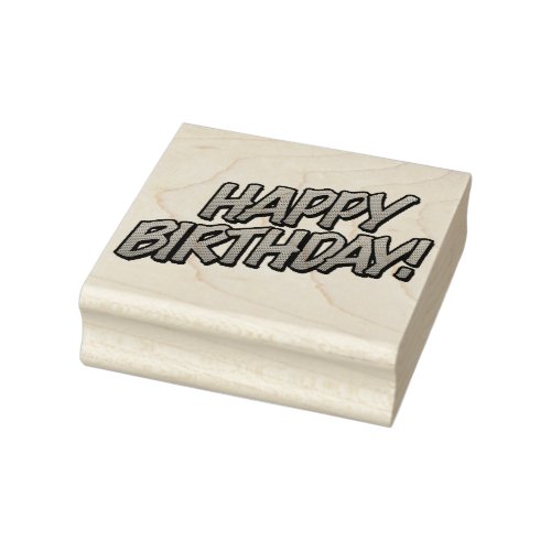 HAPPY BIRTHDAY Fun Retro Comic Book Rubber Stamp