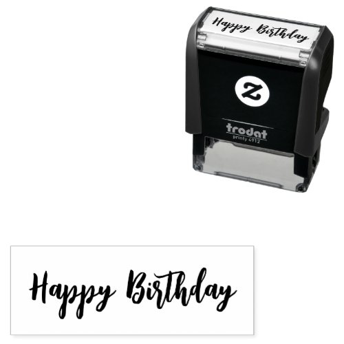 Happy Birthday Fun Script Text Template Self_inking Stamp