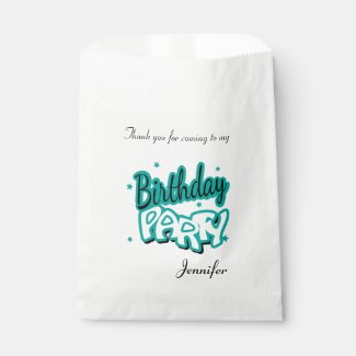 Happy Birthday Fun Thank You | Teal Favor Bag