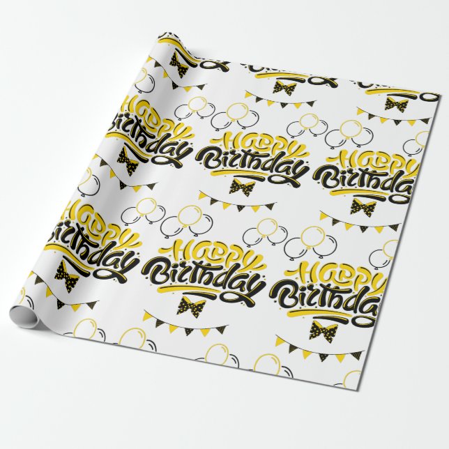 Happy Birthday Fun Wrapping Paper (Unrolled)