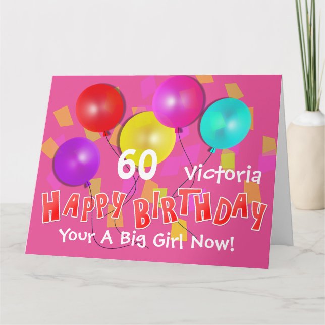 Happy Birthday Funny 60th Milestone Personalized Card (Front)