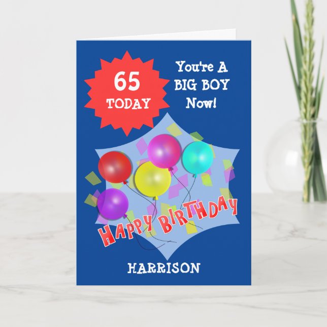 Happy Birthday Funny 65th  Milestone Personalized  Card (Front)