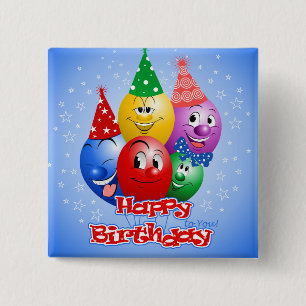 Happy Birthday Funny Balloons, Button