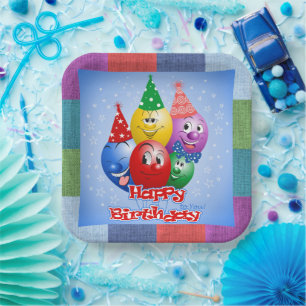 Happy Birthday Funny Balloons Paper Plates