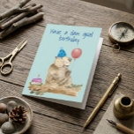 Happy Birthday Funny Beaver Card<br><div class="desc">This design was created though digital art. It may be personalized in the area provide or customizing by choosing the click to customize further option and changing the name, initials or words. You may also change the text color and style or delete the text for an image only design. Contact...</div>
