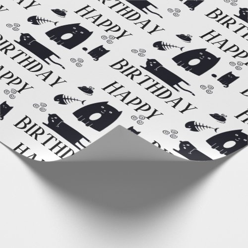 Happy Birthday Funny Black Cats Wrapping Paper
