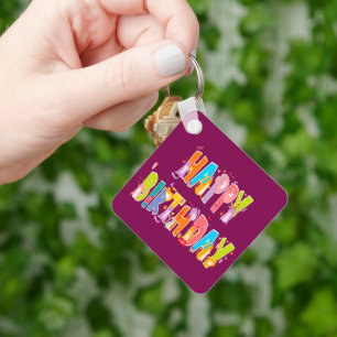 Happy Birthday Funny Cat Lover Bday Celebration Keychain