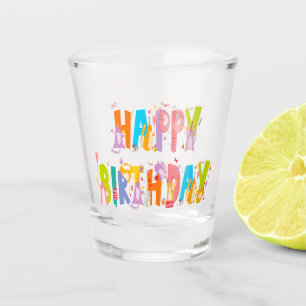 Happy Birthday Funny Cat Lover Bday Celebration Shot Glass