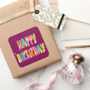 Happy Birthday Funny Cat Lover Bday Celebration Square Sticker