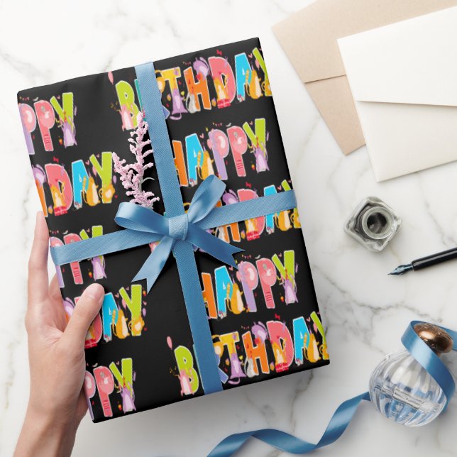 Happy Birthday Funny Cat Lover Bday Celebration Wrapping Paper (Gifting)