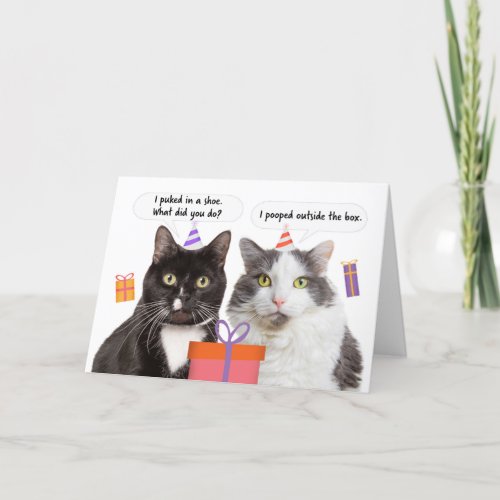 Happy Birthday Funny Cats Talking Humor Holiday Card
