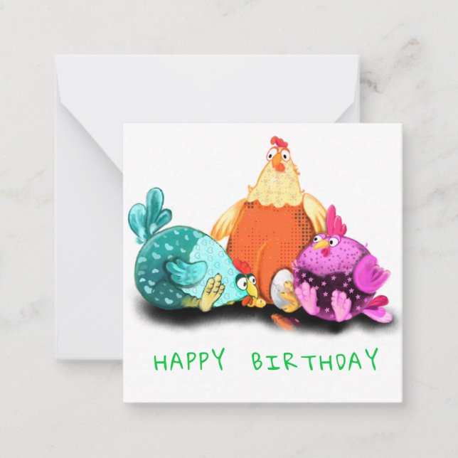 Happy Birthday Funny Chickens Cards - Customizable (Front)