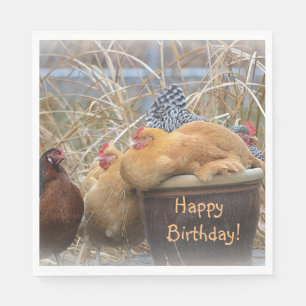 Happy Birthday Funny Chickens Napkins