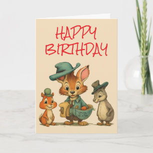 Happy Birthday Funny Cute Cartoon Animal Couriers Card