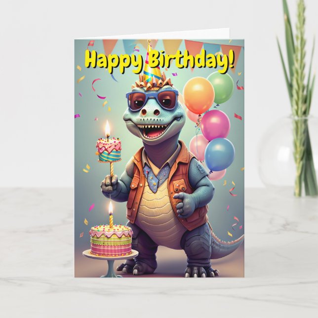 Happy Birthday | Funny Dinosaur Card (Front)
