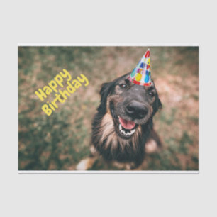 Happy Birthday Funny Dog in Party Hat Tissue Paper