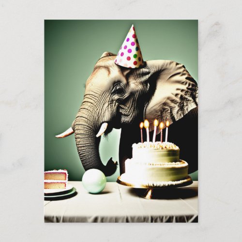 Happy Birthday Funny  Elephant Postcard