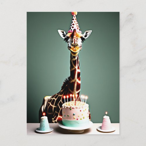 Happy Birthday Funny  Giraffe Postcard